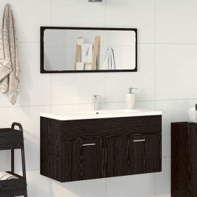 Juego de muebles de baño 2 pcs Roble Negro Madera contrachapada en Muebles de baño | Comprar online en Foro24