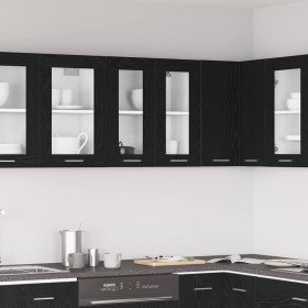 Armario Colgante de Vidrio Riga Roble negro 60 x 31 x 60 cm