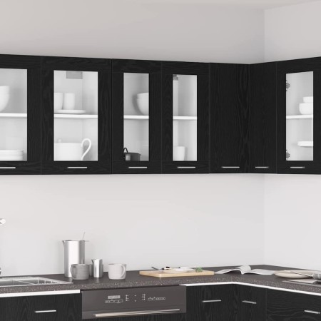 Armario Colgante de Vidrio Riga Roble negro 60 x 31 x 60 cm