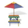 Picnic table and children's benches with multicolored wooden umbrella by vidaXL, Garden tables - Ref: Foro24-40773, Price: 89...