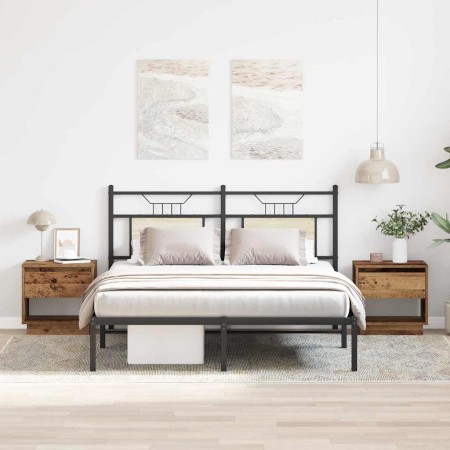 Mesita de Noche con cajón 2 pcs Madera vieja 45 x 34 x 44 cm