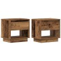 Mesita de Noche con cajón 2 pcs Madera vieja 45 x 34 x 44 cm