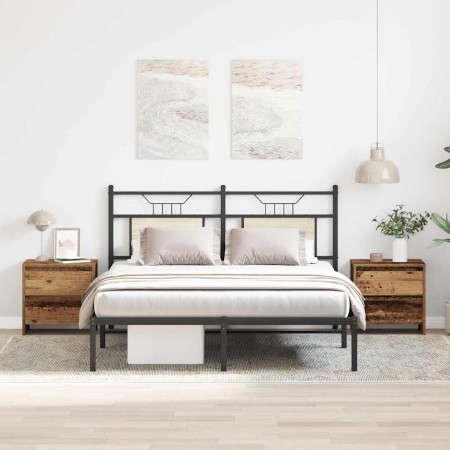 Armario de Noche con cajón 2 pcs Madera vieja 45 x 34 x 44.5 cm