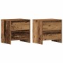Armario de Noche con cajón 2 pcs Madera vieja 45 x 34 x 44.5 cm