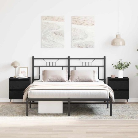 Armario de Noche con cajón 2 pcs Roble negro 40 x 35 x 50 cm