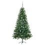 Árbol de Navidad preiluminado con luces y bolas verde 180 cm