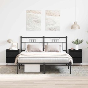 Armario de Noche con cajón 2 pcs Roble negro 40 x 35 x 50 cm