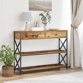 Mesa de Consola con cajón Madera vieja 100 x 28 x 75 cm en Mesas auxiliares | Comprar online en Foro24