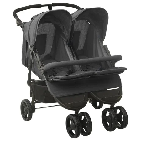 Carrito para gemelos de acero gris antracita de vidaXL, Cochecitos de bebé - Ref: Foro24-10242, Precio: 279,36 €, Descuento: %