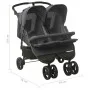 Carrito para gemelos de acero gris antracita de vidaXL, Cochecitos de bebé - Ref: Foro24-10242, Precio: 279,36 €, Descuento: %