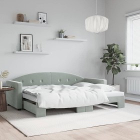 Ausziehbares Schlafsofa aus hellgrauem Samt, 80 x 200 cm von vidaXL, Betten und Lattenroste - Ref: Foro24-3197294, Preis: 248...