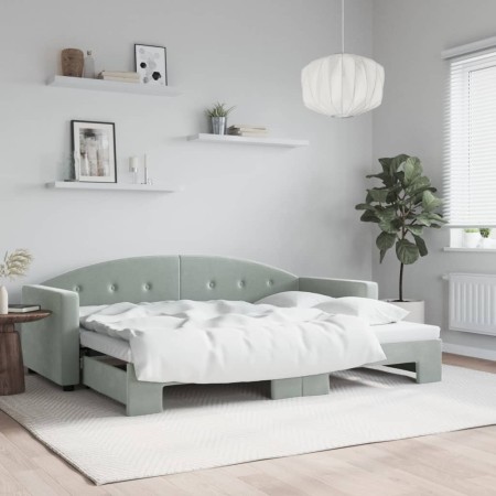 Ausziehbares Schlafsofa aus hellgrauem Samt, 80 x 200 cm von vidaXL, Betten und Lattenroste - Ref: Foro24-3197294, Preis: 248...