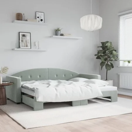 Sofá cama nido terciopelo gris claro 80x200 cm de vidaXL, Camas y somieres - Ref: Foro24-3197294, Precio: 244,92 €, Descuento: %