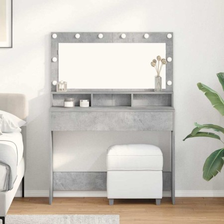 Mesa de Tocador con estante Gris hormigón 100 x 41 x 135 cm