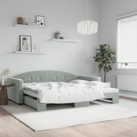 Ausziehbares Schlafsofa aus hellgrauem Samt, 90 x 190 cm von vidaXL, Betten und Lattenroste - Ref: Foro24-3197314, Preis: 256...