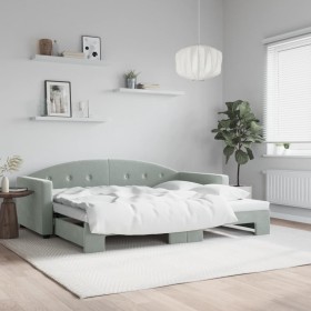 Light gray velvet trundle sofa bed 90x190 cm by vidaXL, Beds and slatted bases - Ref: Foro24-3197314, Price: 246,13 €, Discou...