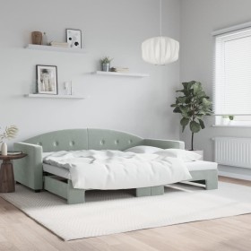 Light gray velvet trundle sofa bed 90x200 cm by vidaXL, Beds and slatted bases - Ref: Foro24-3197301, Price: 237,56 €, Discou...