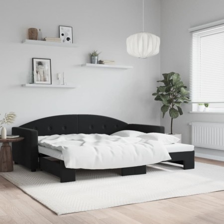 Sofá cama nido terciopelo negro 90x190 cm de vidaXL, Camas y somieres - Ref: Foro24-3197316, Precio: 245,67 €, Descuento: %