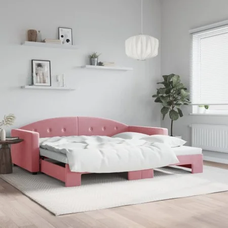 Sofá cama nido terciopelo rosa 100x200 cm de vidaXL, Camas y somieres - Ref: Foro24-3197311, Precio: 265,16 €, Descuento: %