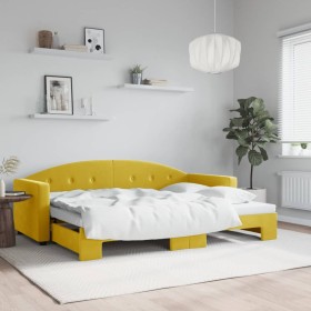 Sofá cama nido terciopelo amarillo 80x200 cm