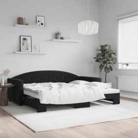 Ausziehbares Schlafsofa aus schwarzem Samt, 90 x 200 cm von vidaXL, Betten und Lattenroste - Ref: Foro24-3197305, Preis: 238,...
