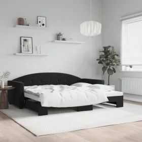Ausziehbares Schlafsofa aus schwarzem Samt, 90 x 200 cm von vidaXL, Betten und Lattenroste - Ref: Foro24-3197305, Preis: 249,...