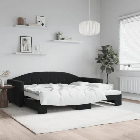 Ausziehbares Schlafsofa aus schwarzem Samt, 90 x 200 cm von vidaXL, Betten und Lattenroste - Ref: Foro24-3197305, Preis: 249,...