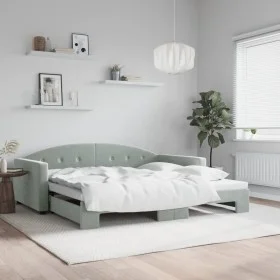 Ausziehbares Schlafsofa aus hellgrauem Samt, 100 x 200 cm von vidaXL, Betten und Lattenroste - Ref: Foro24-3197308, Preis: 26...