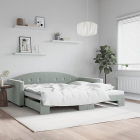 Light gray velvet trundle sofa bed 100x200 cm by vidaXL, Beds and slatted bases - Ref: Foro24-3197308, Price: 265,55 €, Disco...