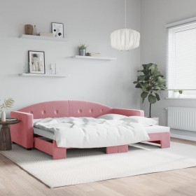 Sofá cama nido terciopelo rosa 90x200 cm
