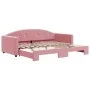 Pink velvet trundle sofa bed 90x200 cm by vidaXL, Beds and slatted bases - Ref: Foro24-3197304, Price: 249,10 €, Discount: %