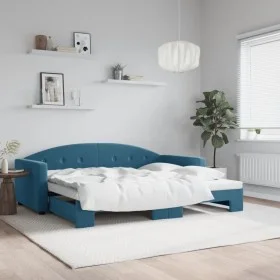 Ausziehbares Schlafsofa aus blauem Samt, 90 x 200 cm von vidaXL, Betten und Lattenroste - Ref: Foro24-3197300, Preis: 251,09 ...
