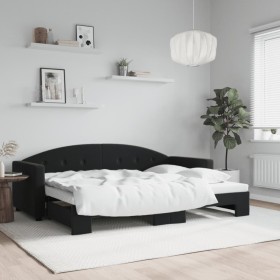 Ausziehbares Schlafsofa aus schwarzem Samt, 80 x 200 cm von vidaXL, Betten und Lattenroste - Ref: Foro24-3197298, Preis: 243,...