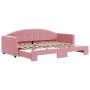 Pink velvet trundle sofa bed 80x200 cm by vidaXL, Beds and slatted bases - Ref: Foro24-3197297, Price: 251,28 €, Discount: %