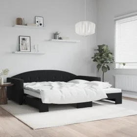 Ausziehbares Schlafsofa aus schwarzem Samt, 100 x 200 cm von vidaXL, Betten und Lattenroste - Ref: Foro24-3197312, Preis: 268...