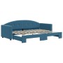 Blue velvet trundle sofa bed 80x200 cm by vidaXL, Beds and slatted bases - Ref: Foro24-3197293, Price: 243,60 €, Discount: %