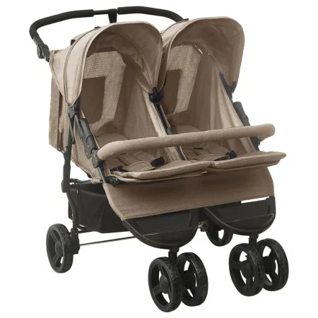Taupegrauer Manschettenknopf-Kinderwagen aus Stahl von vidaXL, Kinderwagen - Ref: Foro24-10243, Preis: 302,55 €, Rabatt: %