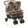 Taupegrauer Manschettenknopf-Kinderwagen aus Stahl von vidaXL, Kinderwagen - Ref: Foro24-10243, Preis: 302,55 €, Rabatt: %