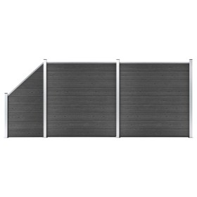 Set de paneles de valla WPC negro 446x(105-186) cm