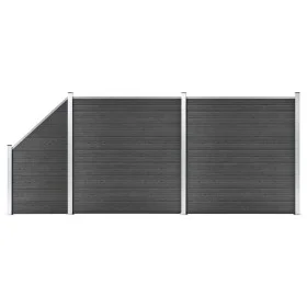 Set of black WPC fence panels 446x(105-186) cm by vidaXL, fence panels - Ref: Foro24-3070438, Price: 657,48 €, Discount: %