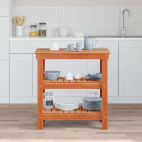 Banco de trabajo con estante Marrón cera 78.5 x 50 x 80 cm