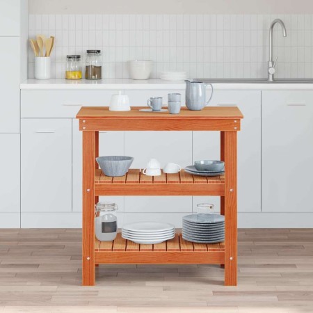 Banco de trabajo con estante Marrón cera 78.5 x 50 x 80 cm