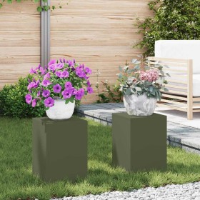 Soporte de plantas 2 pcs Verde oliva 24 x 24 x 35 cm Acero en Soportes para macetas | Comprar online en Foro24