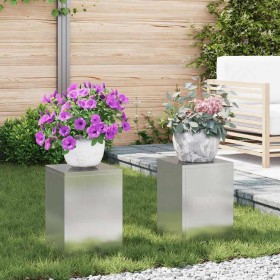 Soportes para plantas 2 pcs Plateado 24 x 24 x 35 cm