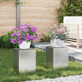 Soporte de plantas 2 pcs Plateado 24 x 24 x 35 cm en Soportes para macetas | Comprar online en Foro24