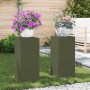 Soportes para plantas 2 pcs Verde oliva 24 x 24 x 55 cm Acero
