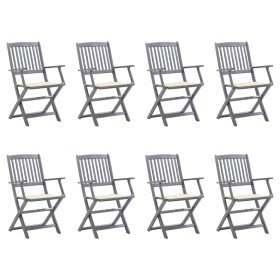 Sillas de jardín plegables 8 uds y cojines madera maciza acacia