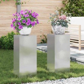 Soporte de plantas 2 pcs Plateado 24 x 24 x 55 cm en Soportes para macetas | Comprar online en Foro24