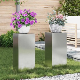 Soportes para plantas 2 pcs Plateado 24 x 24 x 55 cm