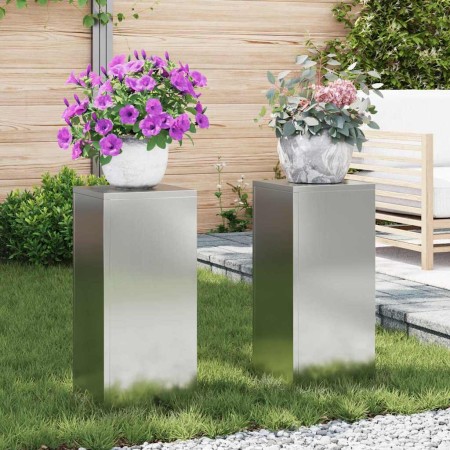 Soportes para plantas 2 pcs Plateado 24 x 24 x 55 cm